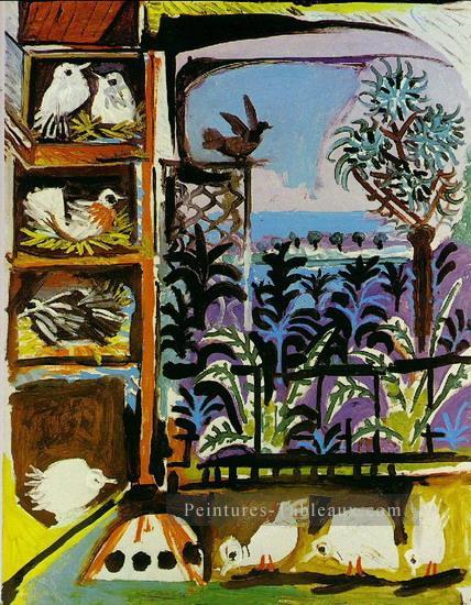 L atelier Les pigeons II 1957 cubisme Pablo Picasso Peintures à l'huile